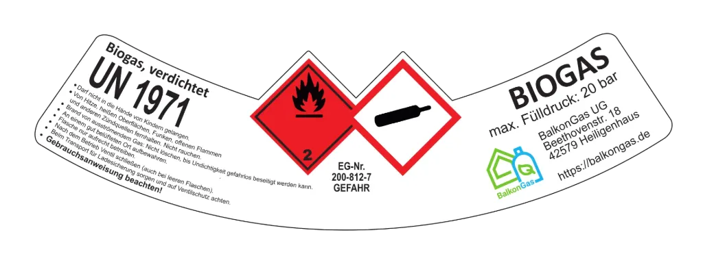 Label-Biogasflasche